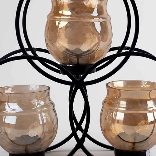 Rustic Elegance Glass & Iron Candle Holder