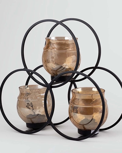 Rustic Elegance Glass & Iron Candle Holder