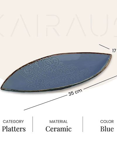 Sky Blue Leaf Lace Platter