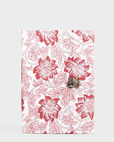 Red Floral Diary with Lock (7x5inch)