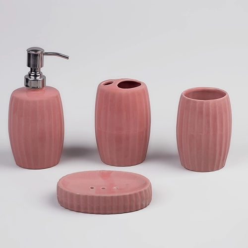 Ceramic Striped Glossy Bathroom Set