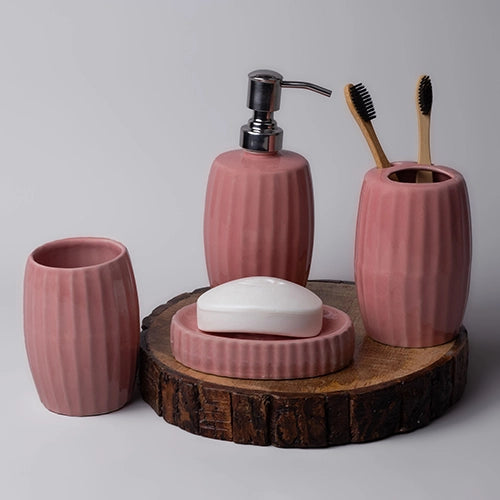 Ceramic Striped Glossy Bathroom Set
