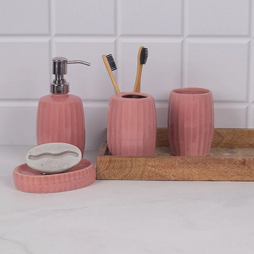 Ceramic Striped Glossy Bathroom Set