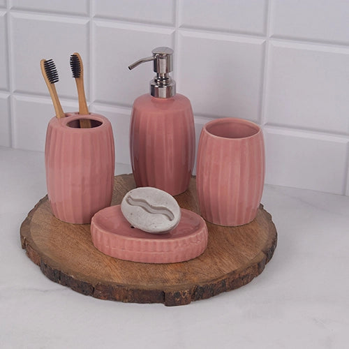 Ceramic Striped Glossy Bathroom Set