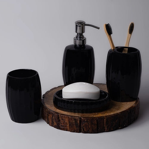 Modern Black Ceramic Bathroom Set