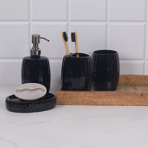 Modern Black Ceramic Bathroom Set