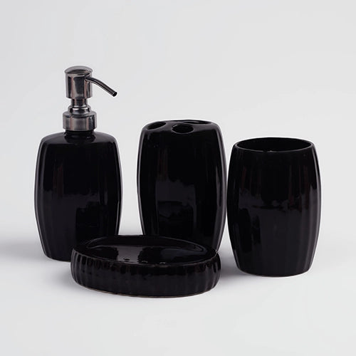 Modern Black Ceramic Bathroom Set