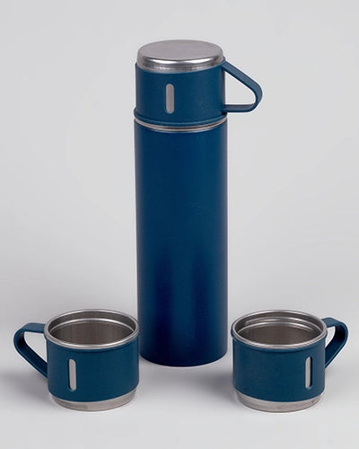 Premium Blue Stainless Steel Thermos Flask Set