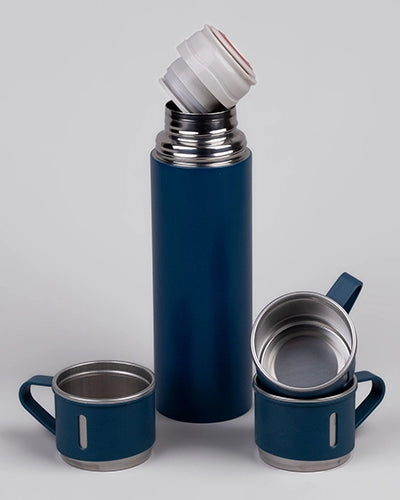 Premium Blue Stainless Steel Thermos Flask Set