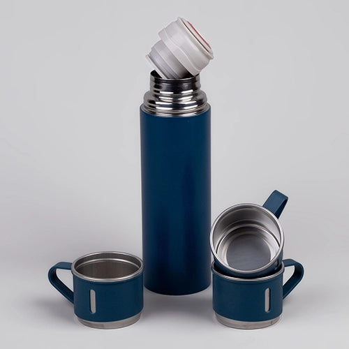 Premium Blue Stainless Steel Thermos Flask Set
