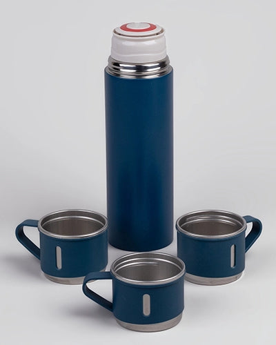 Premium Blue Stainless Steel Thermos Flask Set