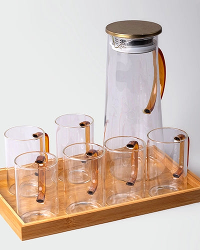 Elegant Glass Pitcher and Mug Set