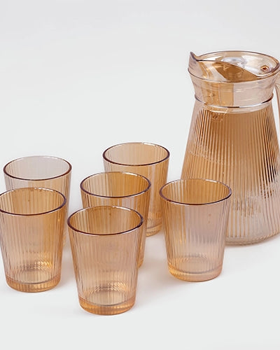 Amber-Tinted Glass Jug Set