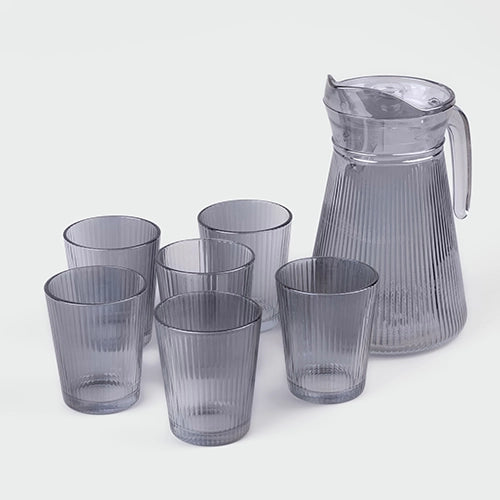 Smoke Grey Glass Jug Set