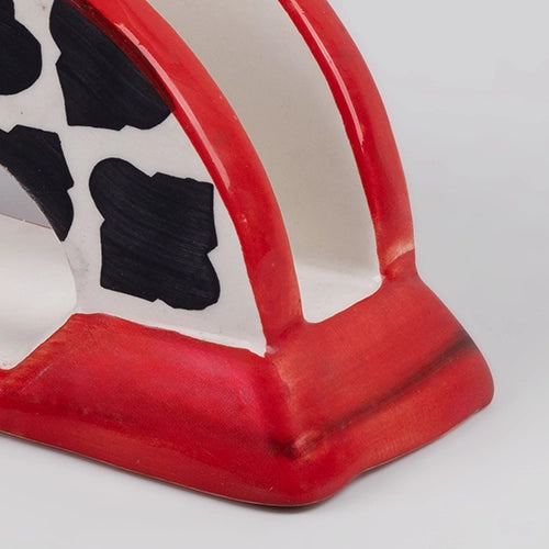 Luxury Black & Red Ceramic Tissue Holder