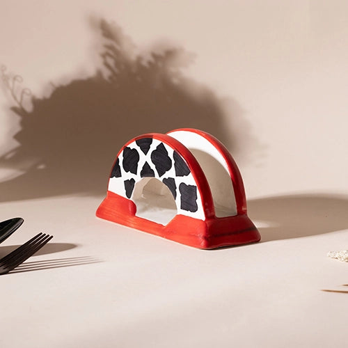 Luxury Black & Red Ceramic Tissue Holder