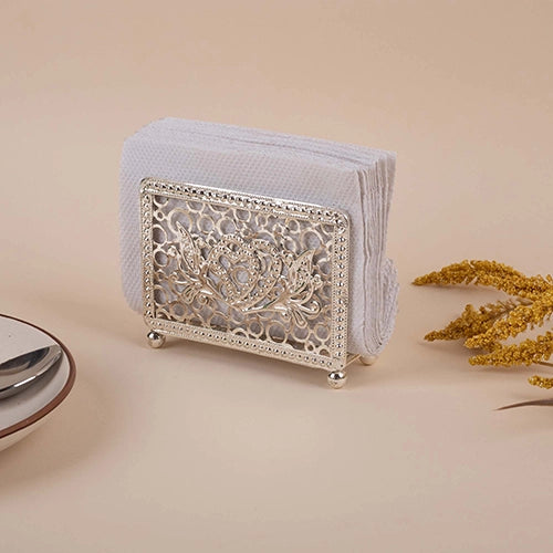 Elegant Metal Hollow Silver Tissue Holder