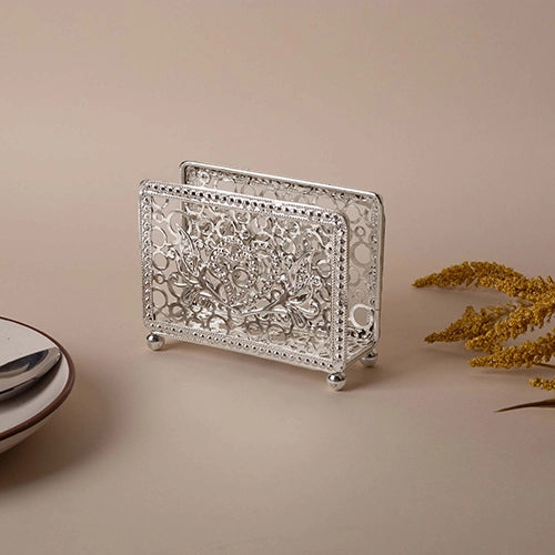 Elegant Metal Hollow Silver Tissue Holder