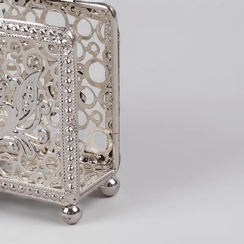Elegant Metal Hollow Silver Tissue Holder