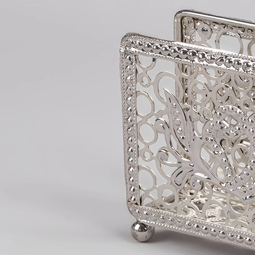 Elegant Metal Hollow Silver Tissue Holder