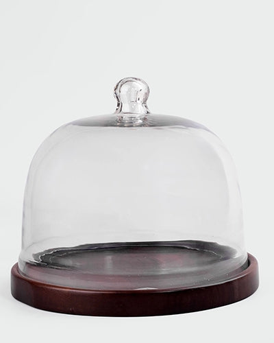 Chic Glass Cloche with Wood Base
