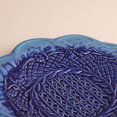 Embroidered Navy Blue Platter