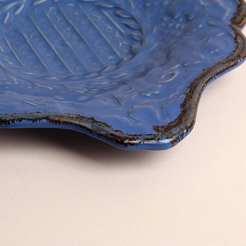 Embroidered Pacific Blue Platter