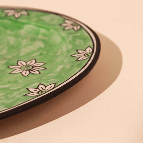 Green Blossom Hand-Painted Large Platter