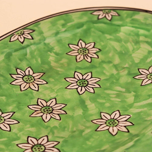Green Blossom Hand-Painted Large Platter