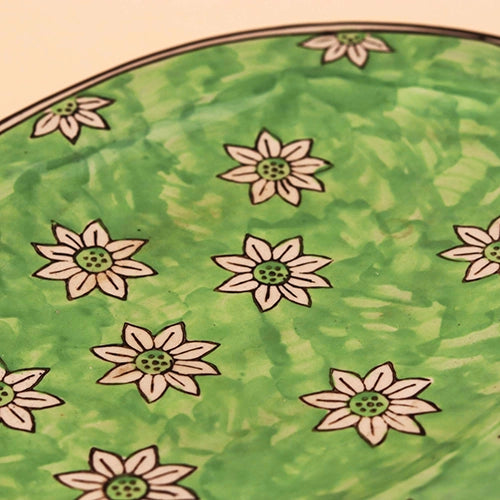 Green Blossom Hand-Painted Small Platter