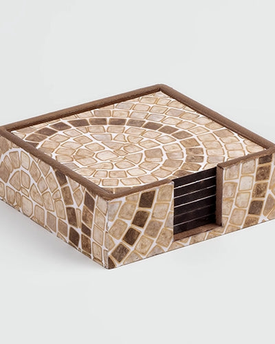 Premium Brick Pattern Wooden Coasters (Set of 6)