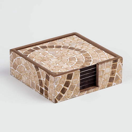 Premium Brick Pattern Wooden Coasters (Set of 6)