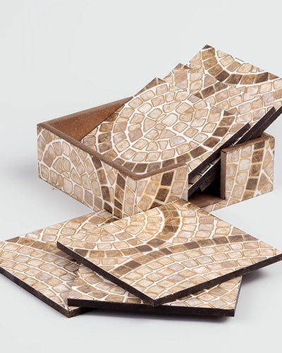 Premium Brick Pattern Wooden Coasters (Set of 6)