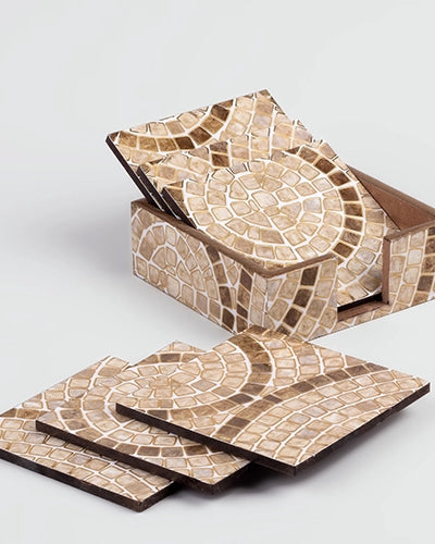 Premium Brick Pattern Wooden Coasters (Set of 6)