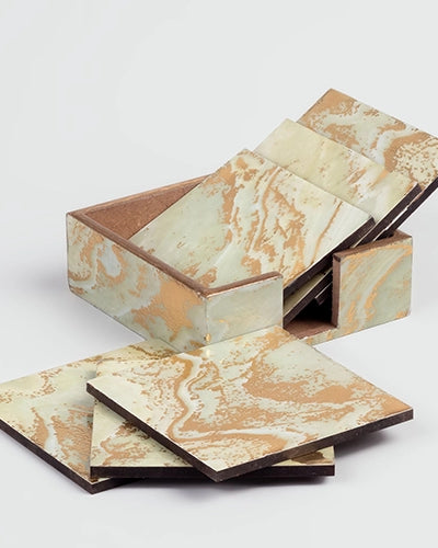 Chic Gold Foil Wooden Coasters (Set of 6)