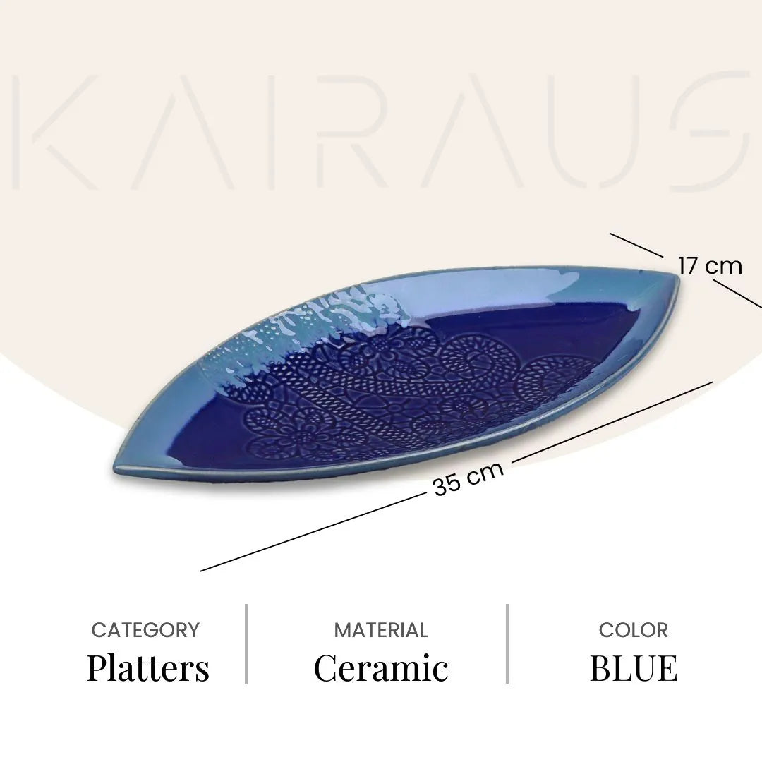 Navy Floral Lace Platter