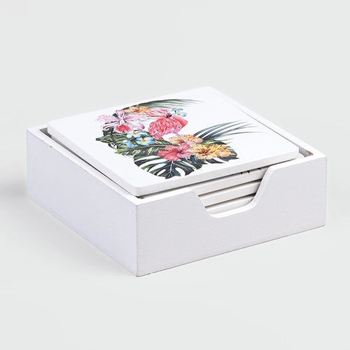 Flamingo Premium Wooden Coasters (Set of 6)