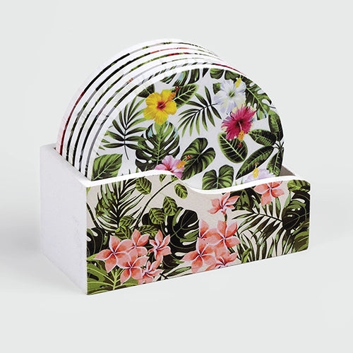 Luxury Floral Elegance Wooden Coasters (Set of 6)