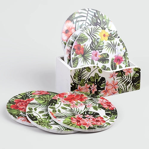 Luxury Floral Elegance Wooden Coasters (Set of 6)