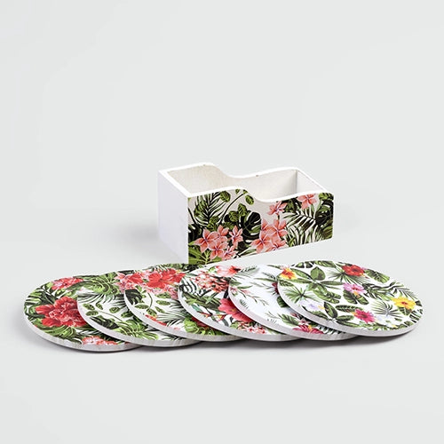 Luxury Floral Elegance Wooden Coasters (Set of 6)
