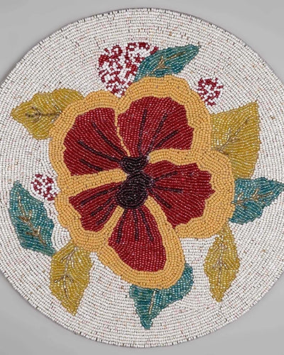 Whimsical Floral Beaded Table Mat