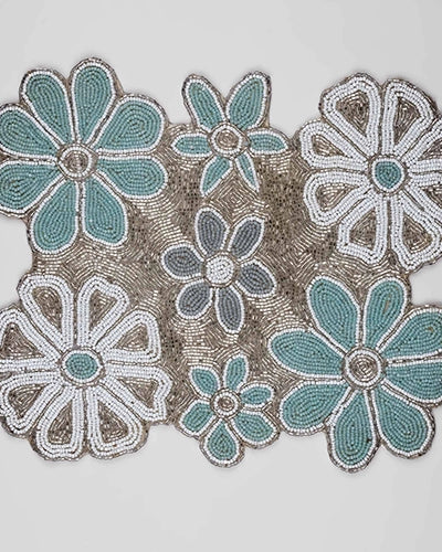 Handmade Beaded Floral Table Mat