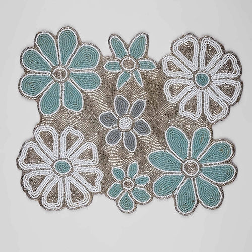 Handmade Beaded Floral Table Mat