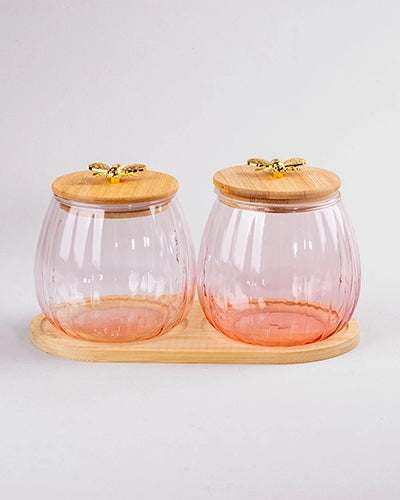 Elegant Transparent Glass Jar with Wooden Lid