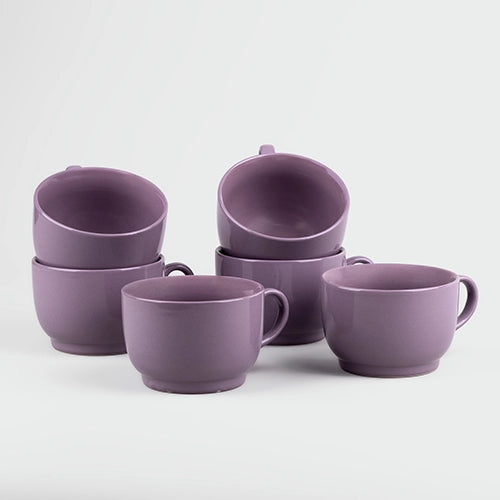 Elegant Purple Ceramic Soup Mug (Set of 6)
