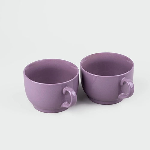 Elegant Purple Ceramic Soup Mug (Set of 6)
