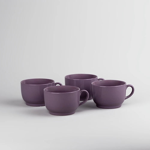 Elegant Purple Ceramic Soup Mug (Set of 6)