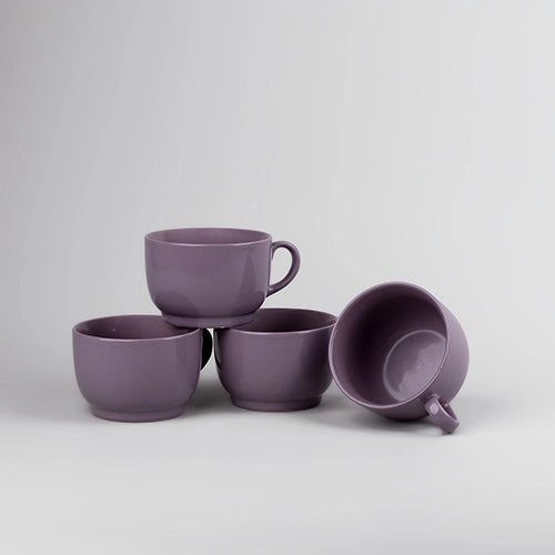 Elegant Purple Ceramic Soup Mug (Set of 6)