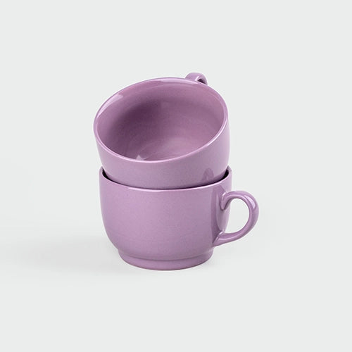 Elegant Purple Ceramic Soup Mug (Set of 2)