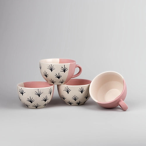 Charming Hand-Painted Soup Mug (Set of 4)